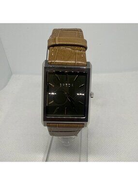 BREDA VIrgil Square Silver Moss Green Face Embossed Croc Mens Luxury Watch